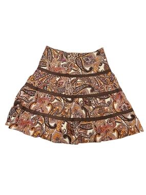 INC International Concepts Boho Paisley Earthtone Colors A-Line Skirt Sz. 12